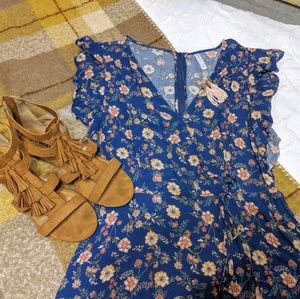 Blue Floral Mini Dress